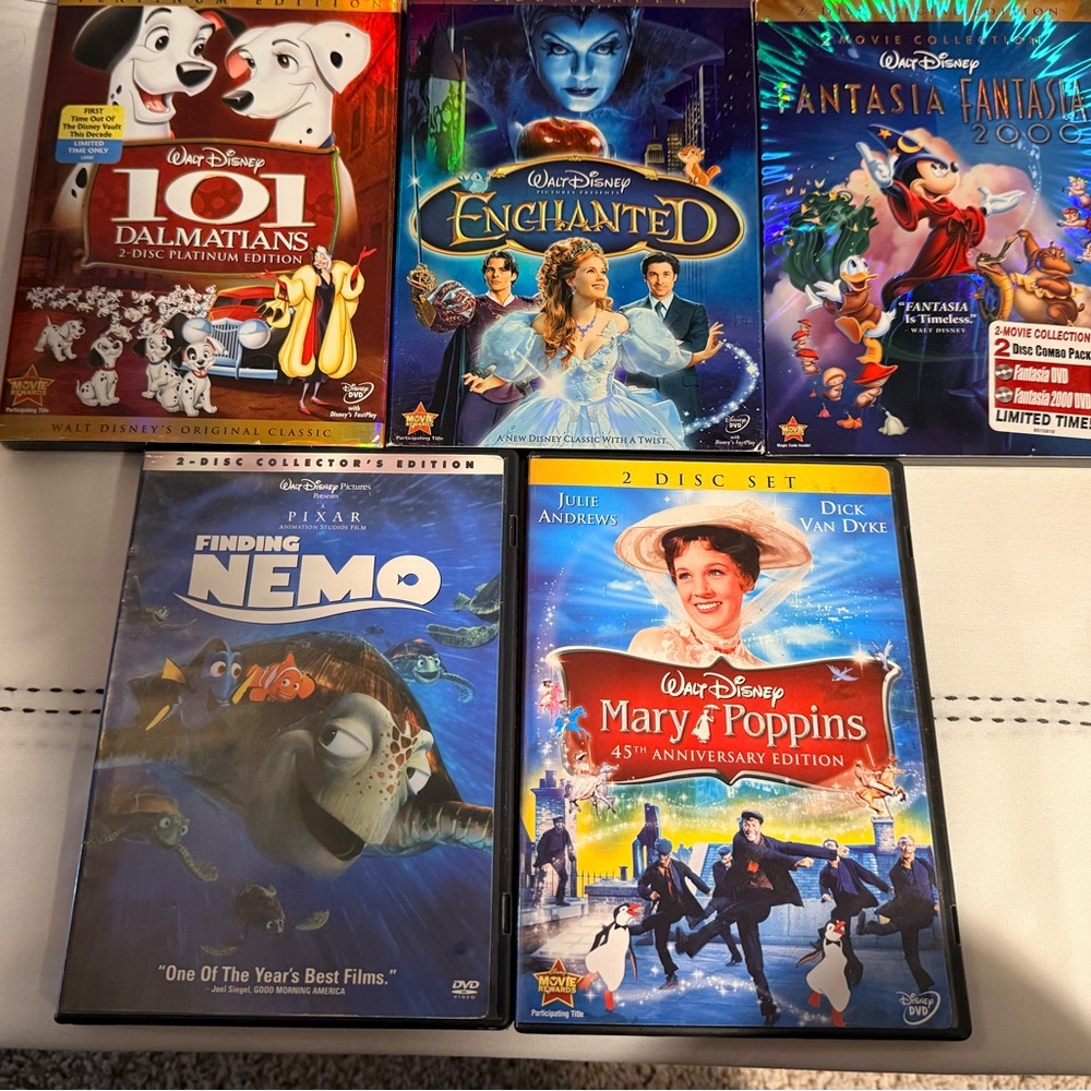 Disney Movie DVD Collection - Blue, Red, Black, Gold, White